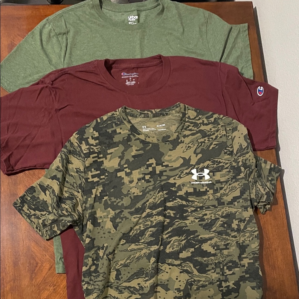 BUNDLE Under Armour Camo, Champion Maroon, and Urban Pipeline green
